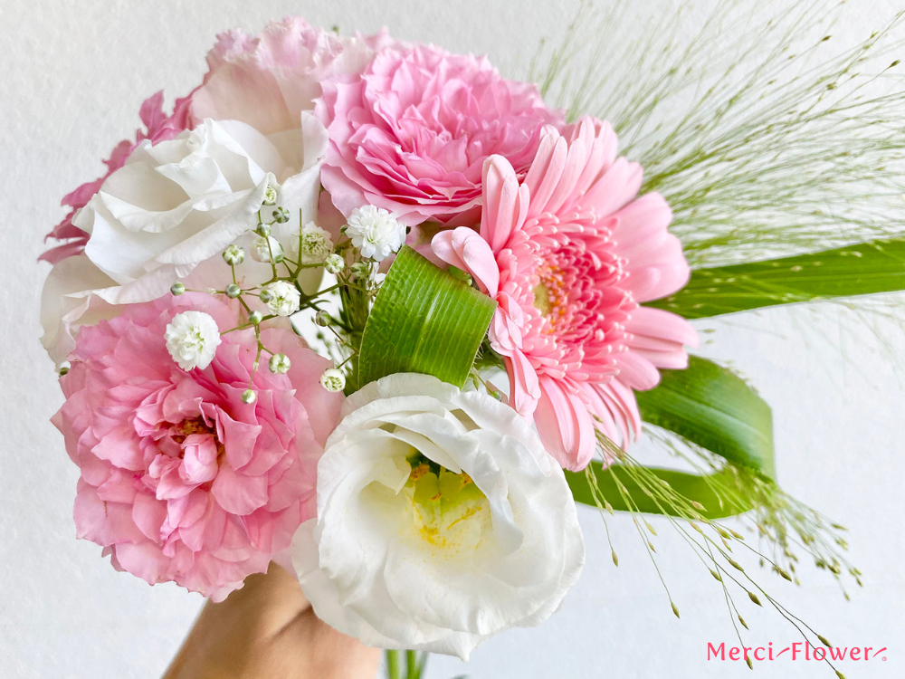花　カラーセラピー ピンク×白×グリーン